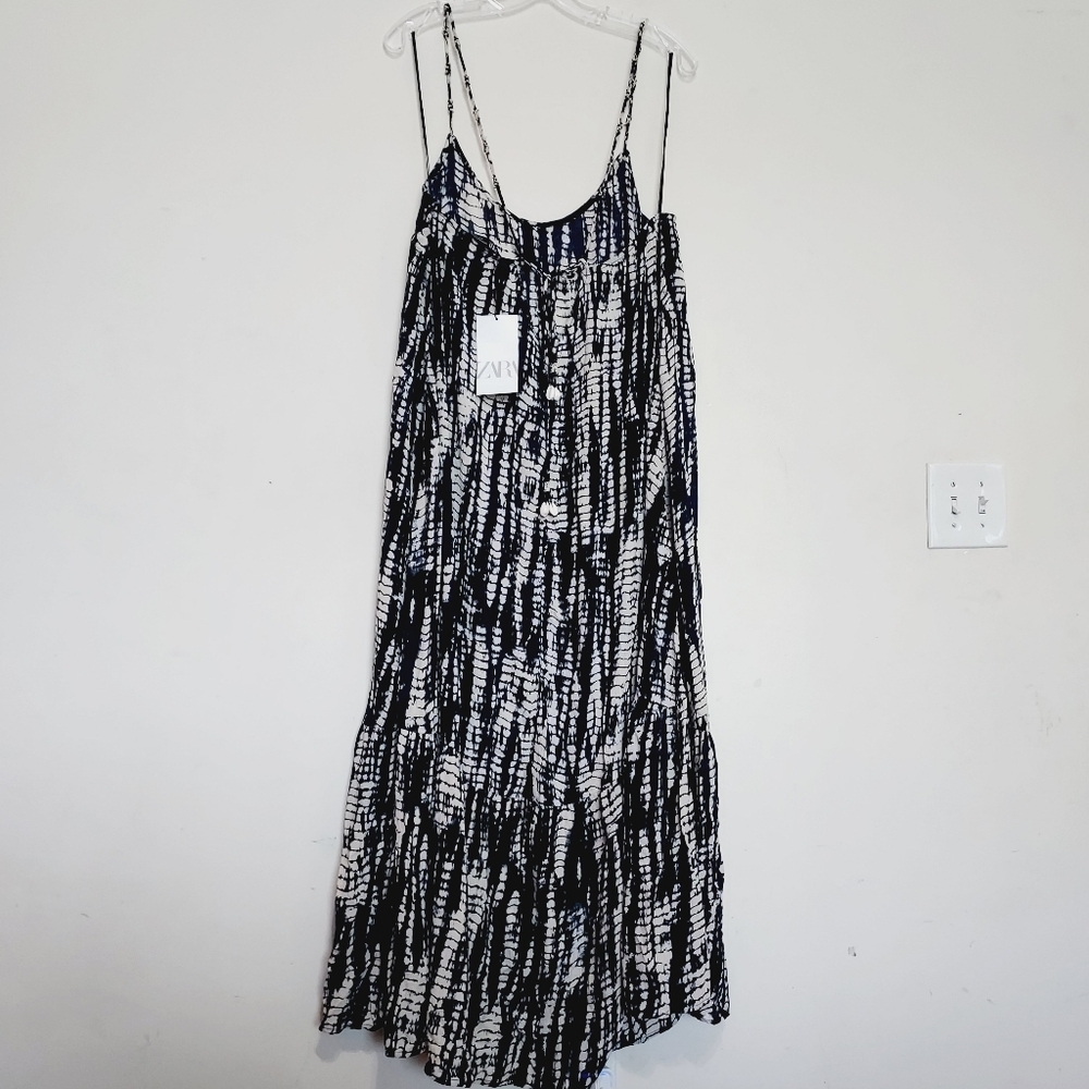Zara Tie Dye Printed Boho Casual Vacation Long Dress 100% modal Size- XXL - Picture 5 of 12